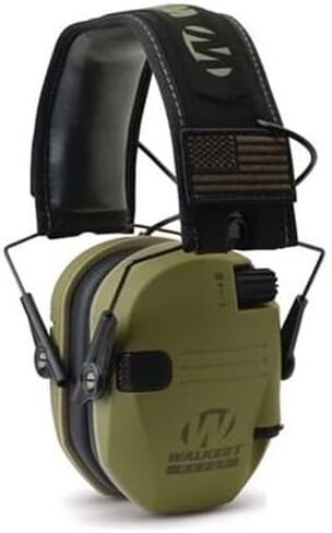 Walker's Razor Slim Electronic Muff (Black Patriot Version) Bundle with Walkie-Talkie Attachment, Shooting Glasses and Cleaning Cloth (4 Items) in Kuwait