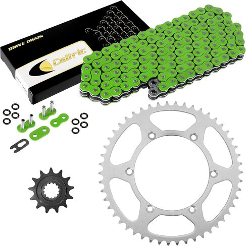 Caltric Green O-Ring Drive Chain & Sprockets Kit متوافق مع Kawasaki KX450F KLX450R 2006-2017 in Saudi Arabia