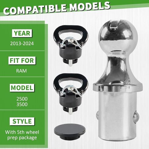 60618, Puck System Gooseneck Hitch Ball Kit Compatible with 2013-2024 Dodge RAM 2500 3500, 2-5/16 Inch Gooseneck Ball for Truck Bed with 2 Safety Chain Anchors in Saudi Arabia