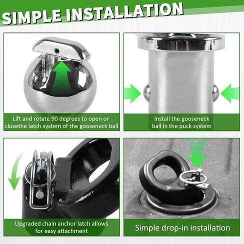 60618, Puck System Gooseneck Hitch Ball Kit Compatible with 2013-2024 Dodge RAM 2500 3500, 2-5/16 Inch Gooseneck Ball for Truck Bed with 2 Safety Chain Anchors in Saudi Arabia