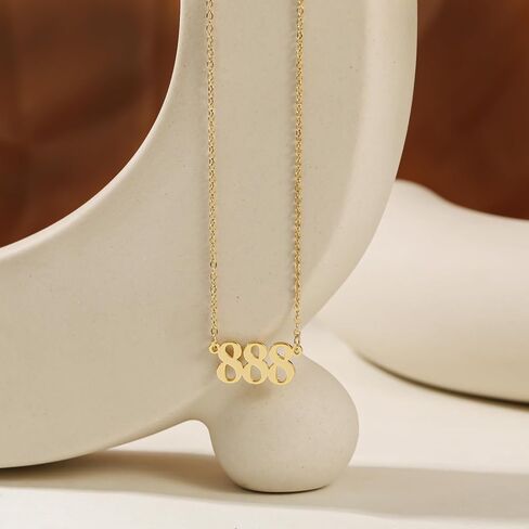 Angel Number Necklace 18K Gold Plated Dainty 111 222 333 444 555 666 777 888 999 Pendants Choker Necklace For Women Old English Numerology Minimalist Jewelry in Saudi Arabia