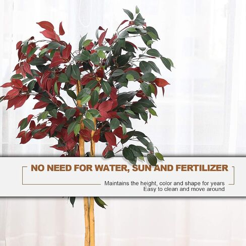 Goplus 4ft Tend Ficus Tree ، Greenery Tree Faux Plant في وعاء للديكور المنزلي الداخلي في الهواء الطلق in Saudi Arabia