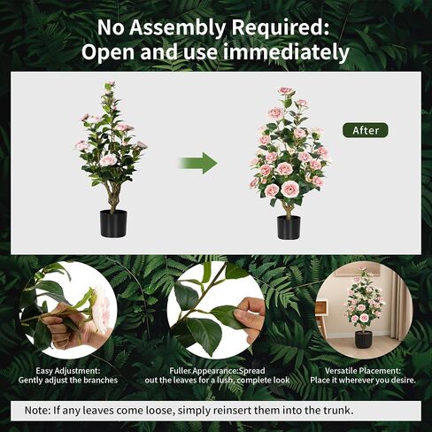 [2-Pack] 37’’ Artificial Camellia Tree with White Flowers, Faux Potted Plant for Indoor & Outdoor Decor, Lifelike Greenery for Home, Office, Porch, or Patio (White) in Saudi Arabia