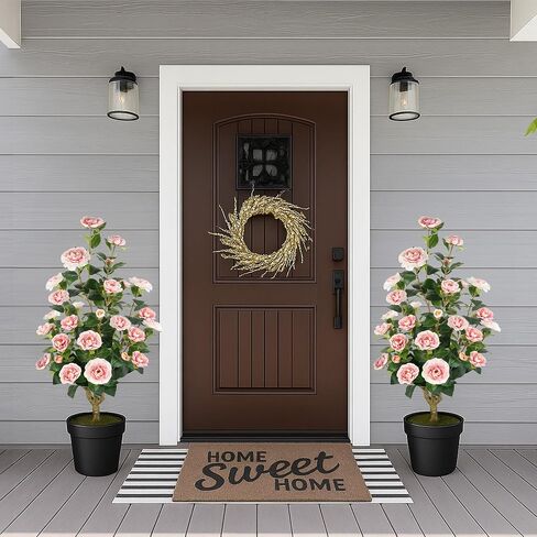 [2-Pack] 37’’ Artificial Camellia Tree with White Flowers, Faux Potted Plant for Indoor & Outdoor Decor, Lifelike Greenery for Home, Office, Porch, or Patio (White) in Saudi Arabia