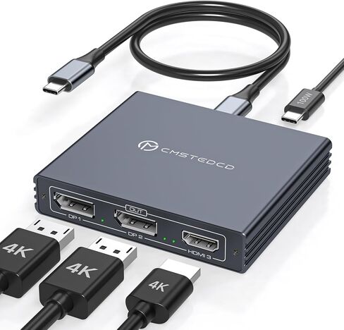 DisplayPort Spintor 3 Sonitors Dual DP مع محول HDMI 4K60Hz شاشة 1 في 3 Out DisplayPort MST HUB للشاشات المتعددة المتوافقة مع الكمبيوتر الشخصي وبطاقة الرسومات و Lenovo و HP والمزيد in Kuwait