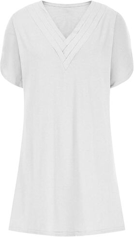 Dresses for Women 2025 Elegant Classy Loose Batwing Short Sleeve V Neck Shift Office Work Mini Dress Tshirt Dress in Saudi Arabia