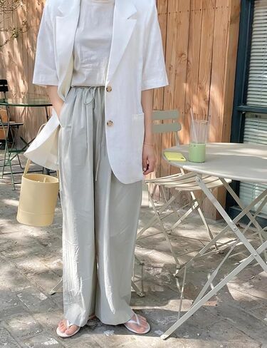 Mywinway Linen Blazer Women 2025 Spring Jackets Summer Blazer Casual Lightweight Short Sleeve Button Down Cardigan Tops in Kuwait