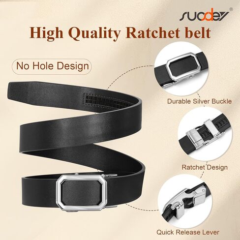 SUOSDEY Women Leather Ratchet Belt for Jeans Pants with Automatic Sliding Buckle, Adjustable Belt for Ladies, Width 1.2" in Saudi Arabia