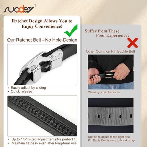 SUOSDEY Women Leather Ratchet Belt for Jeans Pants with Automatic Sliding Buckle, Adjustable Belt for Ladies, Width 1.2" in Saudi Arabia
