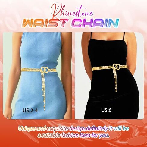 COSYDAYS Silver Rhinestone Belt Sparkly Waist Chain Belts for Women in Kuwait