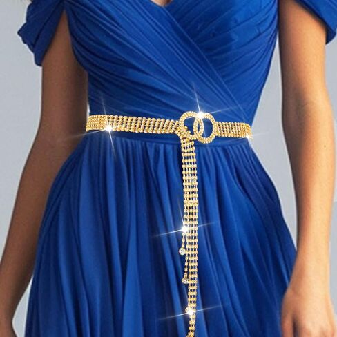 COSYDAYS Silver Rhinestone Belt Sparkly Waist Chain Belts for Women in Kuwait