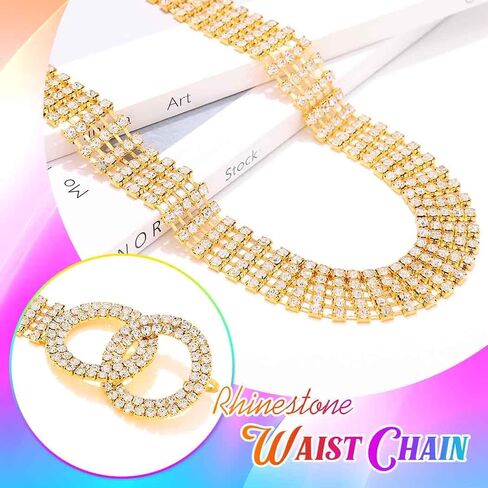 COSYDAYS Silver Rhinestone Belt Sparkly Waist Chain Belts for Women in Kuwait