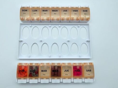 HealthAccessories الإسبانية صندوق حبوب منع الحمل 7 أيام أسبوعيًا مرتين في اليوم صباحًا صباحًا (كبير) منظم صندوق حبوب منع الحمل الإسباني (Weepick). الفقرة أون سيمانا. in Kuwait