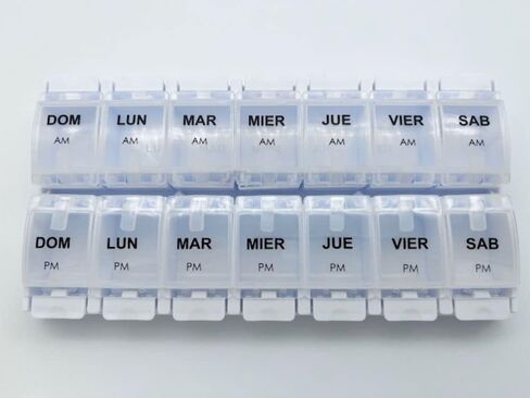 HealthAccessories الإسبانية صندوق حبوب منع الحمل 7 أيام أسبوعيًا مرتين في اليوم صباحًا صباحًا (كبير) منظم صندوق حبوب منع الحمل الإسباني (Weepick). الفقرة أون سيمانا. in Kuwait
