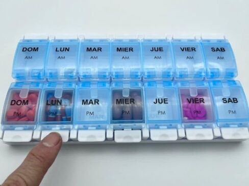 HealthAccessories الإسبانية صندوق حبوب منع الحمل 7 أيام أسبوعيًا مرتين في اليوم صباحًا صباحًا (كبير) منظم صندوق حبوب منع الحمل الإسباني (Weepick). الفقرة أون سيمانا. in Kuwait