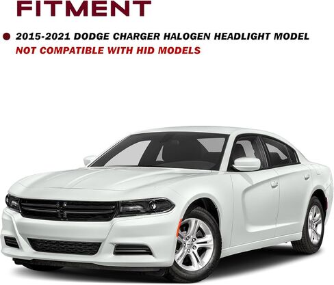 JSBOYAT Halogen Type Headlight Assembly Compatible with 2015-2021 Dodge Charger Projector Headlamp w/LED DRL w/o Logo Bulbs Included Driver and Passenger Side in Saudi Arabia
