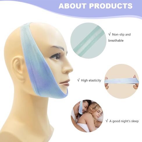 1 Pcs Blue Comfortable Chin Strap for CPAP Users,Men and Women to Stop Snoring Universal Size- Keep Mouth Closed While Sleepin,Effectively Regulate Snoring and Improve Sleep Quality in Saudi Arabia