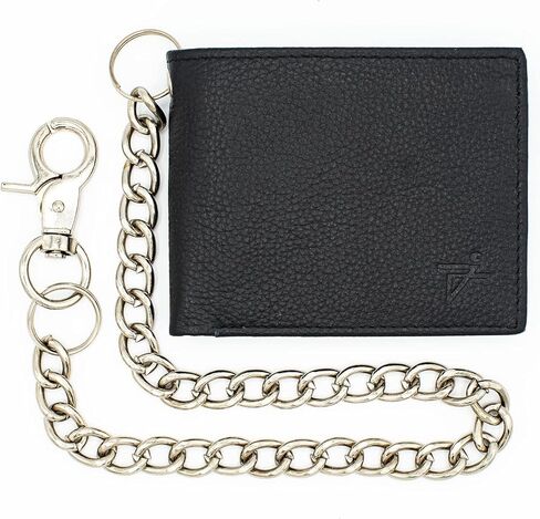 J T C JUZAR TAPAL COLLECTION Genuine Leather RFID Blocking Bifold Wallet for Men, Stylish Bifold, Stainless Chain, Flip-up Window ID (J521BF-WC, Black) in Kuwait