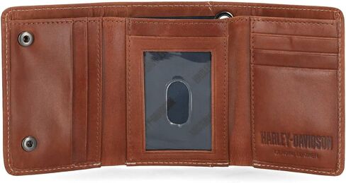 Harley-Davidson Men Mens Willie G Skull Tri-Fold Leather Wallet-Brown in Saudi Arabia