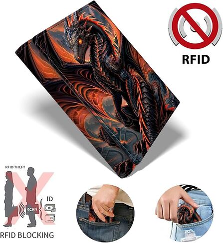 Red Dragon Minimalist Wallet for Men, Pop Up Card Case Wallet for Women, PU Leather Automatic Credit Card Holder Metal Money Clip Wallet RFID Blocking Bifold Pocket Wallet in Saudi Arabia