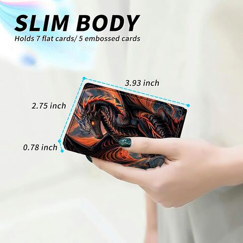 Red Dragon Minimalist Wallet for Men, Pop Up Card Case Wallet for Women, PU Leather Automatic Credit Card Holder Metal Money Clip Wallet RFID Blocking Bifold Pocket Wallet in Saudi Arabia