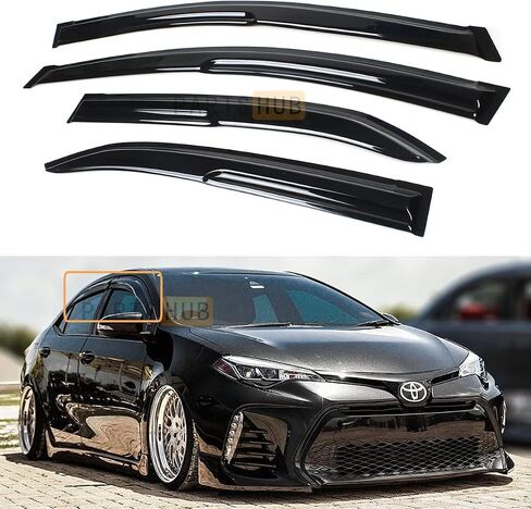 Fits for 2014-2019 Toyota Corolla 4 Door Sedan JDM 3D Wavy Mugen Style Window Visor Rain Guard Deflector in Saudi Arabia