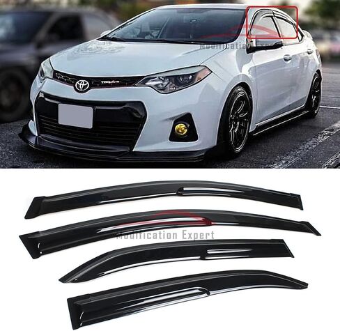 Fits for 2014-2019 Toyota Corolla 4 Door Sedan JDM 3D Wavy Mugen Style Window Visor Rain Guard Deflector in Saudi Arabia