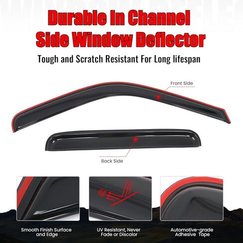 Ikon Motorsports في أقنعة النوافذ القنوات متوافقة مع 1999-2016 Ford F250 F350 F450 F550 Super Duty Crew Cab ، حراس المطر الدخاني النحيف على الطراز ، وينفخ الرياح الجانبية 4pcs in Kuwait