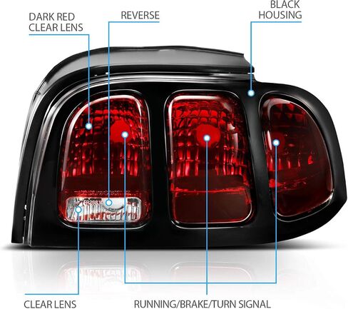 Amerilite for 1994-1998 Ford Mustang Black Housing Dark Red OE Style Praking Light in Saudi Arabia