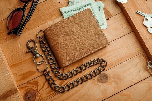 J T C JUZAR TAPAL COLLECTION Genuine Leather RFID Blocking Bifold Wallet for Men, Stylish Bifold, Stainless Chain, Flip-up Window ID (J521BF-WC, Black) in Kuwait