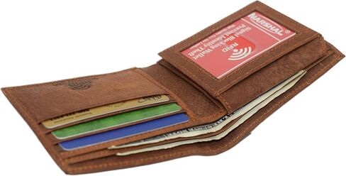 المارشال الجلود الأصلية RFID حجب Bass Bass Wallet للرجال - محافظ الصيد Bifold & Trifold مع تصميم Debossing (Trifold Brown) in Kuwait
