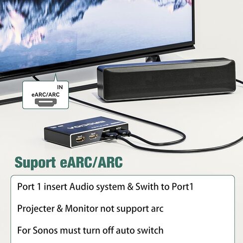 HDMI 2.1 Switch 8K 60Hz, 4K 120Hz 5 in 1 Out HDMI Switcher Splitter with iOS app, Ratio Adjusted, ARC, HDR10+,Dolby Vision, Dolby Atmos,VRR,ALLM for PS5 Xbox APPLE TV FIRE TV Nintendo Switch laptop PC in Saudi Arabia