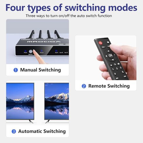 HDMI 2.1 Switch 8K 60Hz, 4K 120Hz 5 in 1 Out HDMI Switcher Splitter with iOS app, Ratio Adjusted, ARC, HDR10+,Dolby Vision, Dolby Atmos,VRR,ALLM for PS5 Xbox APPLE TV FIRE TV Nintendo Switch laptop PC in Saudi Arabia