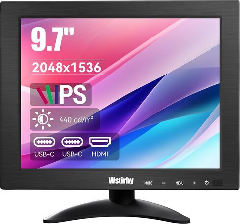شاشة صغيرة 9.7 بوصة 1024x768 شاشة محمولة 4:3 مع منفذ USB HDMI VGA AV BNC، 60 هرتز، VESA، مكبر صوت مدمج، جهاز تحكم عن بعد للكمبيوتر الشخصي CCTV Security Computer Laptop RasPi in Saudi Arabia