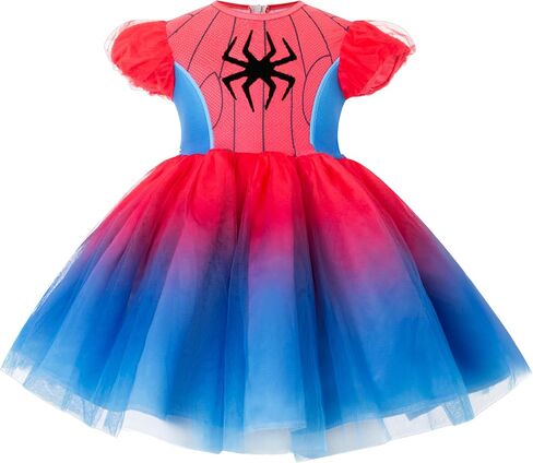 Girls Hero Tutu Dress,Red Blue Princess Dress Toddler Birthday Pary for Kids 3-8 Years in Saudi Arabia
