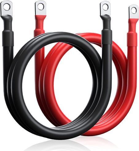 2 AWG Battery Cable 10 Feet 2 gauge 1 Pair Red and Black Pure Copper Welding Battery Inverter Cable Wire, fit for Solar, RV, Marine, Car, Boat and Trucks, Both End with Heavy Duty 5/16" Lugs in Saudi Arabia