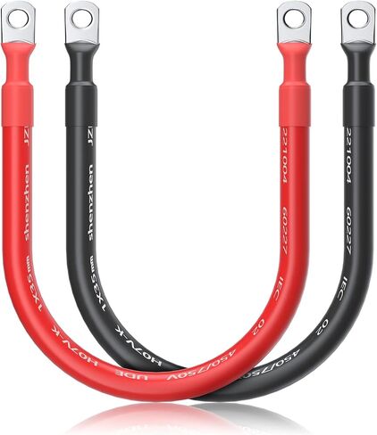 2 AWG Battery Cable 10 Feet 2 gauge 1 Pair Red and Black Pure Copper Welding Battery Inverter Cable Wire, fit for Solar, RV, Marine, Car, Boat and Trucks, Both End with Heavy Duty 5/16" Lugs in Saudi Arabia