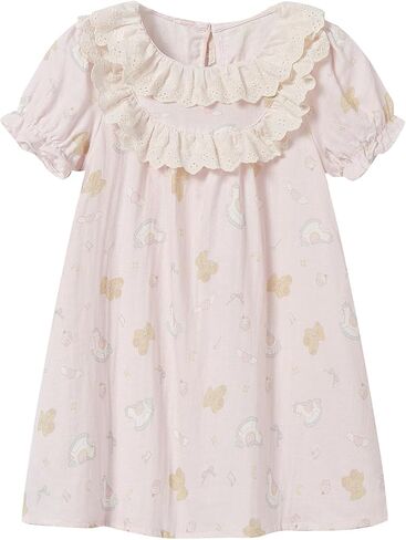 Mud Kingdom Girls Nightgown Dress Ruffle Lace with Short Sleeve Summer Sleep Dresses in Saudi Arabia