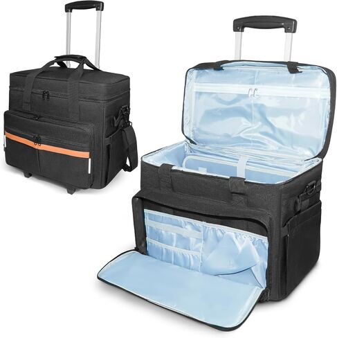 ORKELS Rolling Teacher Bag with Detachable Trolley, Wheeled Teacher Tote for 15.6'' Laptop, Books & Supplies, Spacious & Durable with Easy Maneuverability (Black) in Saudi Arabia