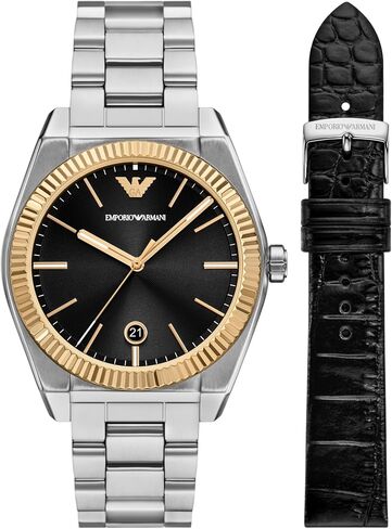 Emporio Armani Men's 3 Hand or Chronograph Watch with Stainless Steel Band; Dress Watch for Men in Kuwait