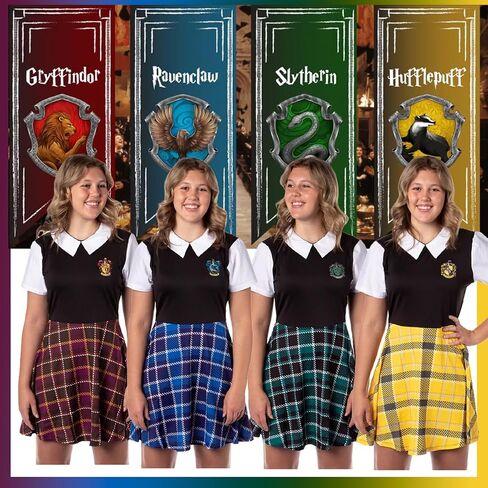 Harry Potter Costume Dress Cosplay Plaid Skirt Dresses for Women Juniors, All 4 Hogwarts Houses Available in Saudi Arabia