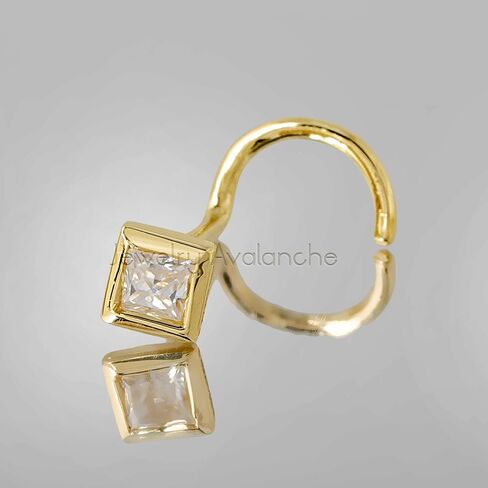 مديرة مديرة الذهب الصلبة 14kt مجموعة الأميرة قطع مويسانيت الأنف مسمار - 22G أنف المسمار مسمار - الفلين برغي أنف حلقة - أبريل الحجر أنف حلقة in Kuwait
