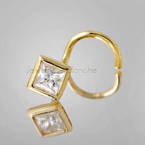 مديرة مديرة الذهب الصلبة 14kt مجموعة الأميرة قطع مويسانيت الأنف مسمار - 22G أنف المسمار مسمار - الفلين برغي أنف حلقة - أبريل الحجر أنف حلقة in Kuwait