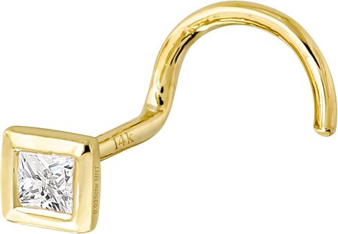 مديرة مديرة الذهب الصلبة 14kt مجموعة الأميرة قطع مويسانيت الأنف مسمار - 22G أنف المسمار مسمار - الفلين برغي أنف حلقة - أبريل الحجر أنف حلقة in Kuwait