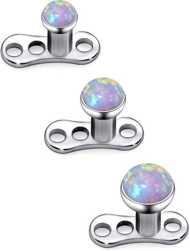 Ruifan ASTM F136 Titanium Dermal Piercing Jewelry 16G Jeweled Opal Dermal Anchor Top 2mm 3mm 4mm Titanium Base Piercing Jewelry For Women Men in Saudi Arabia