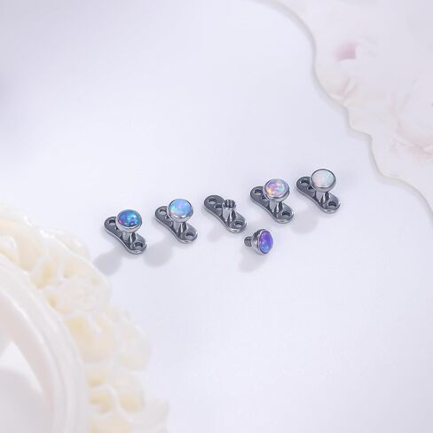 Ruifan ASTM F136 Titanium Dermal Piercing Jewelry 16G Jeweled Opal Dermal Anchor Top 2mm 3mm 4mm Titanium Base Piercing Jewelry For Women Men in Saudi Arabia