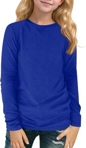 قمصان Teen Long Sleeve Tee Crewneck Crewneck Tops & Blouses Tie Dise Dye Summer Silver in Kuwait