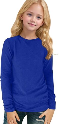 قمصان Teen Long Sleeve Tee Crewneck Crewneck Tops & Blouses Tie Dise Dye Summer Silver in Kuwait