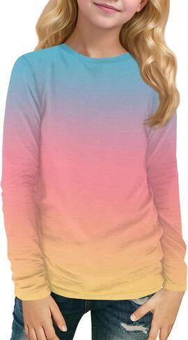 قمصان Teen Long Sleeve Tee Crewneck Crewneck Tops & Blouses Tie Dise Dye Summer Silver in Saudi Arabia