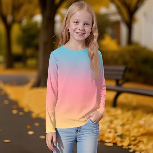 قمصان Teen Long Sleeve Tee Crewneck Crewneck Tops & Blouses Tie Dise Dye Summer Silver in Saudi Arabia